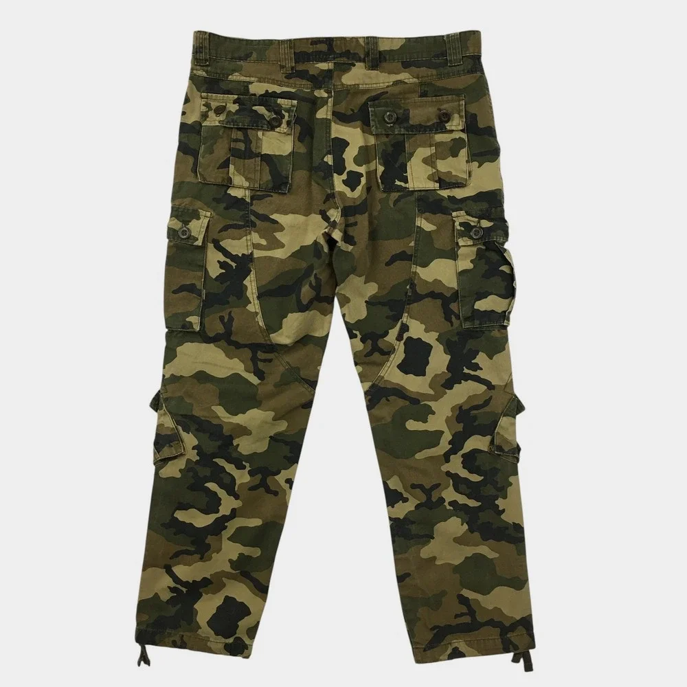 AK Army Mens Camo Cargo Pants Green Brown Tactical Military Size 36 Fits 38